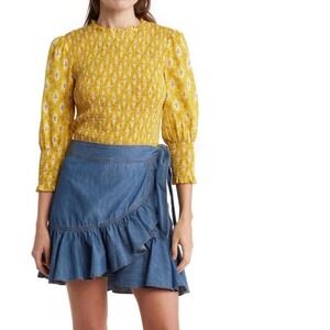 VERONICA Smocked Kali Floral Print Top,  Size 10